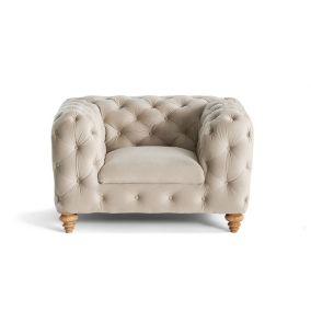 Walter - fauteuil chesterfield en velours - pieds bois - Lisa Design