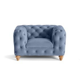 Walter - fauteuil chesterfield en velours - pieds bois - Lisa Design