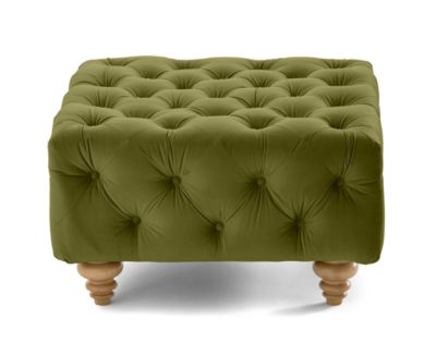 Walter - pouf chesterfield en velours - pieds bois - Lisa Design