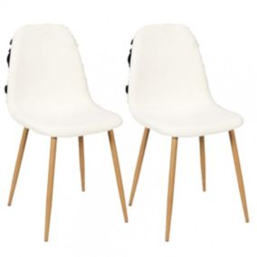 WAP - Lot de 2 Chaises Blanches et Noires Pieds Effet Bois