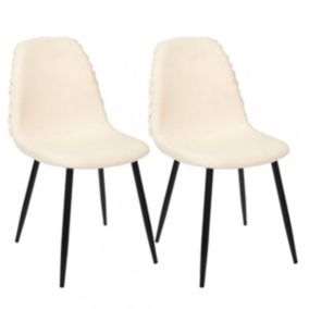 WAP - Lot de 2 Chaises Blanches à Motifs Pieds Noirs