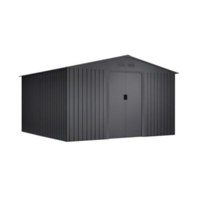 Wasabi - Abri de jardin extérieur 10,2 m2 Light Anthracite - 4 grilles anti-condensation - Double porte coulissante