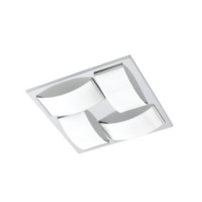 Wasao Plafonnier LED avec 4 spots 32x32cm forme carrée, 3000K blanc chaud, Inox (94884)