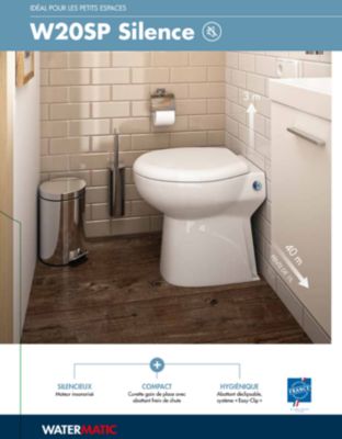 WC au sol Sanibroyeur à relevage intégrée cuvette compacte 54,5x36 raccordement 1 lave-mains inclus WATERMATIC W20SP Silence blanc