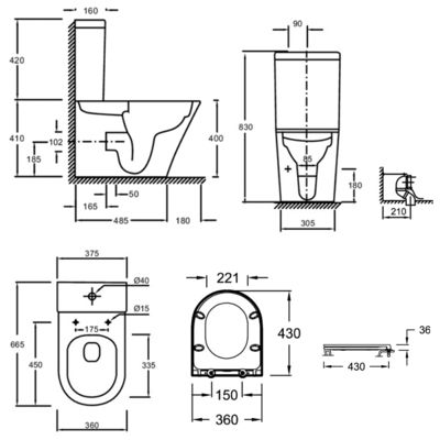 WC au sol sans bride JACOB DELAFON Rodin+ sortie vario avec