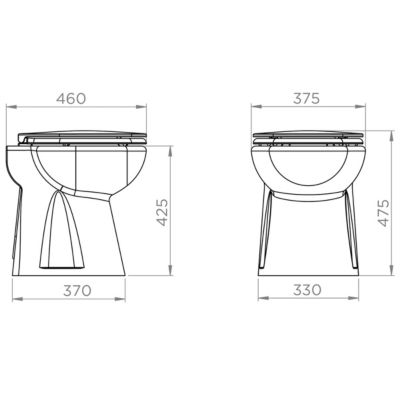 WC broyeur compact Setsan C puissance 500 W l.3670 x P.500 x H.460 mm