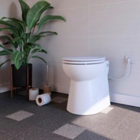 WC Broyeur Intégré - Broyeur WC avec WC à Poser Inclus - Sans Réservoir de Chasse - 42 x 37 x 47 cm - Made in France - Blanc