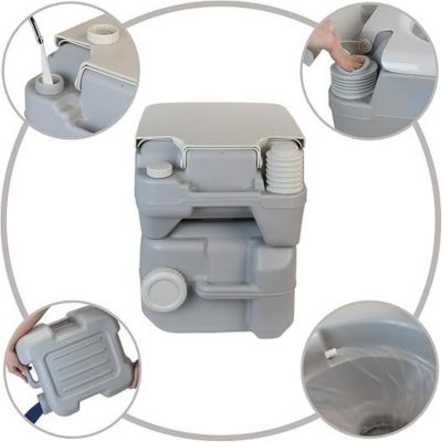 WC portable camping 20L hauteur assise 44 cm caravane voyage dimensions 400 x 345 x 440 mm
