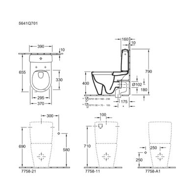 WC à poser compact sans bride sortie horizontale VILLEROY ET BOCH Avento avec abattant frein de chute et SlimSeat