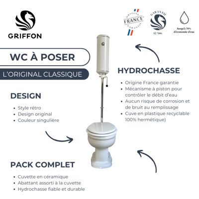 WC à poser GRIFFON 1950 l'Original classique blanc