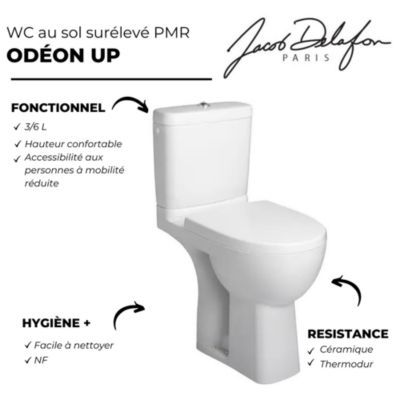 WC à poser PMR JACOB DELAFON Odéon up + abattant