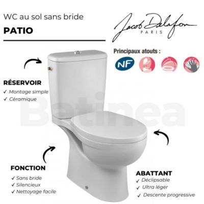 WC à poser sans bride JACOB DELAFON Patio + abattant