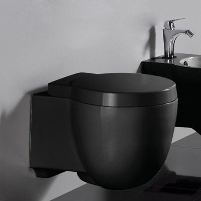 WC Suspendu avec Abattant céramique noir brillant 50x41cm Charm