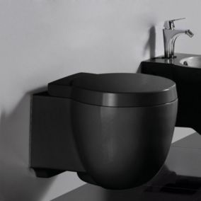 WC Suspendu avec Abattant céramique noir brillant 50x41cm Charm