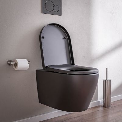 WC suspendu B-8030R en noir mat avec siège à fermeture en douceur Softclose