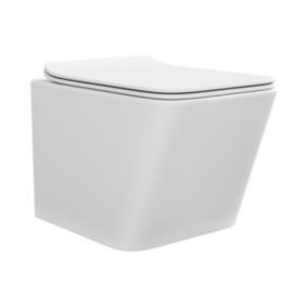 WC suspendu blanc mat en céramique sans bride - CLEMONA