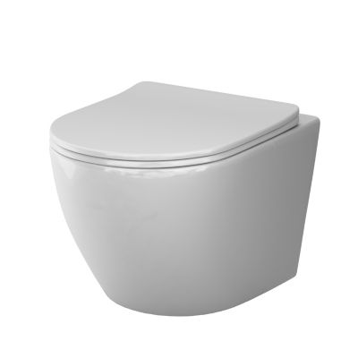 WC suspendu céramique sans bride cuvette WC suspendu sans bord AquaSpin abattant amov. frein chute softclose, blanc AM.PM Like