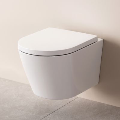WC suspendu céramique sans bride cuvette WC suspendu sans bord FlashClean abattant amov. frein chute softclose, blanc AM.PM Flash