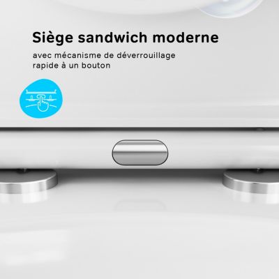 WC suspendu céramique sans bride cuvette WC suspendu sans bord FlashClean abattant amov. frein chute softclose blanc AM.PM Hit