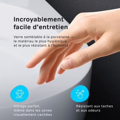 WC suspendu céramique sans bride cuvette WC suspendu sans bord FlashClean abattant amov. frein chute softclose blanc AM.PM Hit