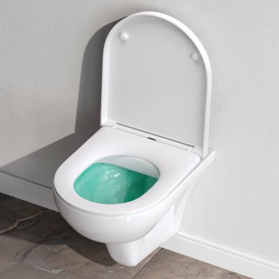 WC suspendu céramique sans bride cuvette WC suspendu sans bord FlashClean abattant amov. frein chute softclose blanc AM.PM Hit