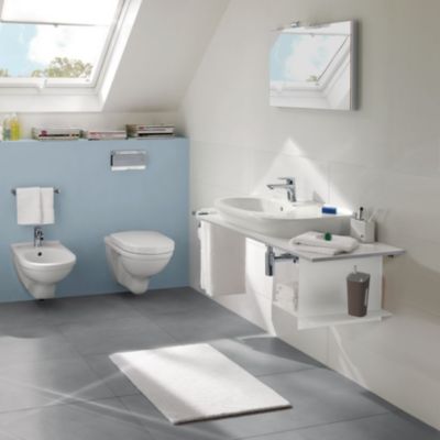 WC suspendu compact sans bride VILLEROY ET BOCH O.novo 36 x 56 avec abattant