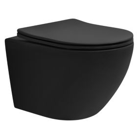 WC suspendu court nano chasse d'eau tornado noir avec toilette Softclose