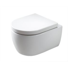 WC suspendu design sans rebords céramique sanitaire Toilettes mural, Abattant au choix, Blanc, 54,5x36x33cm, NT2039 Avec LED