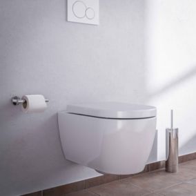 WC suspendu design sans rebords céramique sanitaire Toilettes mural, Abattant au choix, Blanc, 54,5x36x33cm, NT2039 Standard