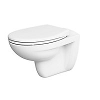 WC suspendu GoodHome Lagon en porcelaine vitrifiée avec abattant duroplast blanc
