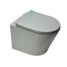 WC suspendu Infinitio gris mat sans bride et fixations invisibles + abattant frein de chute (GreyInfinitio)