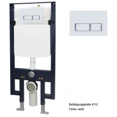WC suspendu noir Toilettes bâti-support pack économique - B-8030 - plaque de déclenchement Modèle 4112 blanc mat