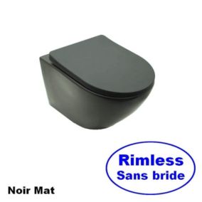 WC Suspendu Ovale avec Abattant Céramique Noir mat - 48x37 cm - Cort