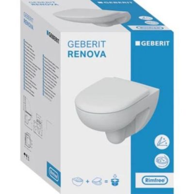 WC suspendu sans bride GEBERIT Renova + abattant ralenti, Blanc