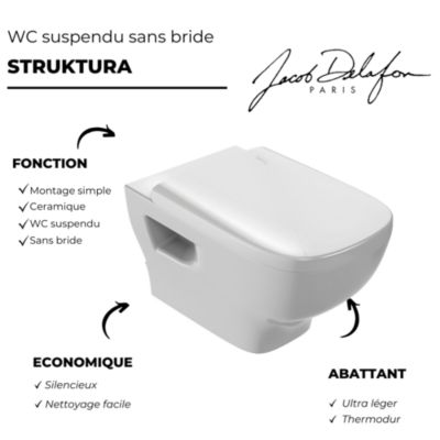 WC suspendu sans bride JACOB DELAFON Struktura + abattant