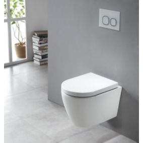 WC suspendu sans rebord B-8030R Blanc, avec nano-revêtement, couvercle soft-close inclus Avec standard veilleuse LED