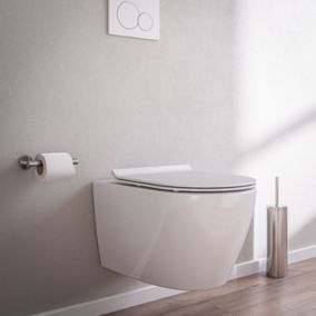 WC suspendu sans rebord B-8030R Blanc, avec nano-revêtement, couvercle soft-close inclus Extra plat