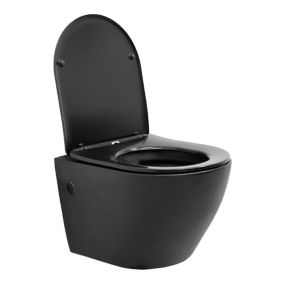 WC suspendu sans rebord court nano-revêtement noir mat céramique SoftClose