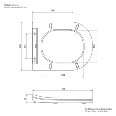 WC suspendu sans rebord nano revêtement fonction bidet long blanc céramique
