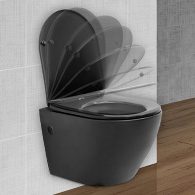 WC suspendu sans rebord nano revêtement noir mat céramique siège en duroplast