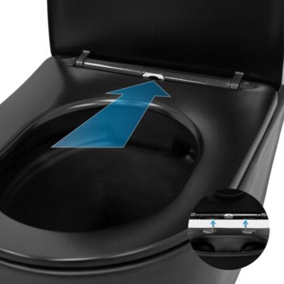 WC suspendu sans rebord nano revêtement noir mat céramique siège en duroplast