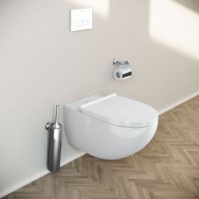 WC suspendu, Toilettes suspendues sans rebord + abattant fermeture en douceur -37,2x32x57,5cm- Blanc brillant -DuraVento