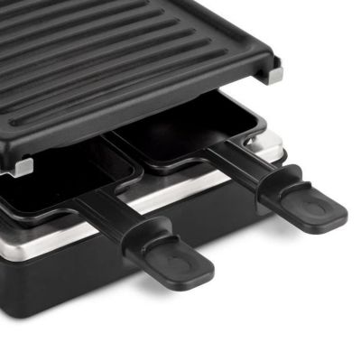 Grill Raclette H.KOENIG 600W – Plaque Granit, 4 Personnes – Rouge