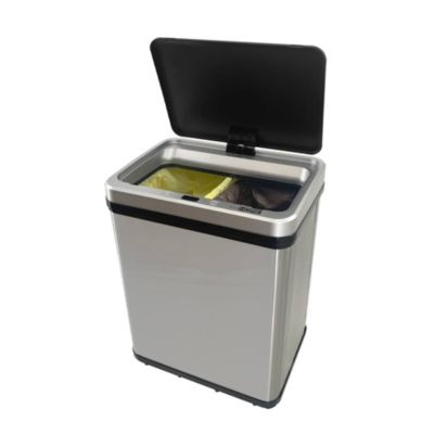 WELLHOME Poubelle de recyclage intelligente sans pied avec ouverture automatique et contact manuel 15L+15L 35,5x26x60cm Gris