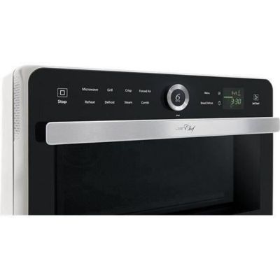 WHIRLPOOL JT469WH - Micro-ondes Jet Chef - 33 L - 6ème SENS Combi Crisp Vapeur - Cavité Inox - Plateau tournant 36 cm - Blanc
