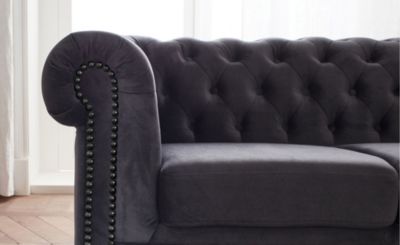 William - canapé Chesterfield - 3 places - en velours - Lisa Design