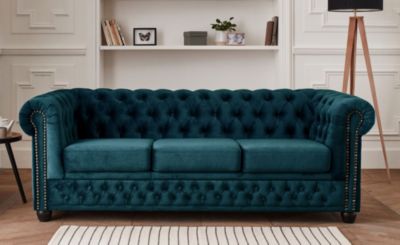 William - canapé Chesterfield - 3 places - en velours - Lisa Design