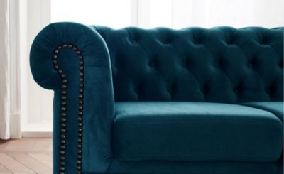 William - canapé Chesterfield - 3 places - en velours - Lisa Design