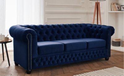 William - canapé Chesterfield - 3 places - en velours - Lisa Design