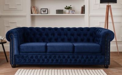William - canapé Chesterfield - 3 places - en velours - Lisa Design